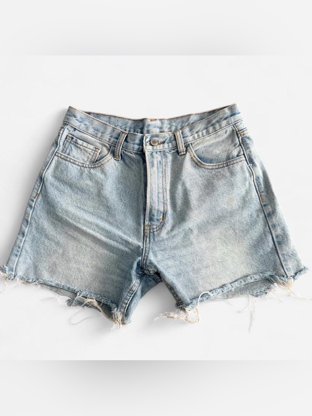 Light Wash High-Rise Denim Cutoff Shorts